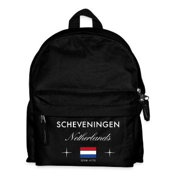 Scheveningen Niederlande Koordinate Reise Souvenir - Kinder Rucksack - Schwarz - Vorne