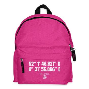 Bielefeld Geocacher Globetrotter Geschenk - Kinder Rucksack - Fuchsia - Vorne