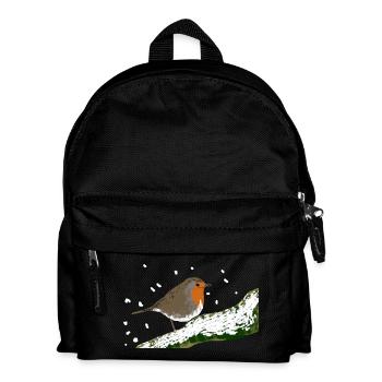 Rotkehlchen Wintermotiv Schnee Vogel Ast - Kinder Rucksack - Schwarz - Vorne