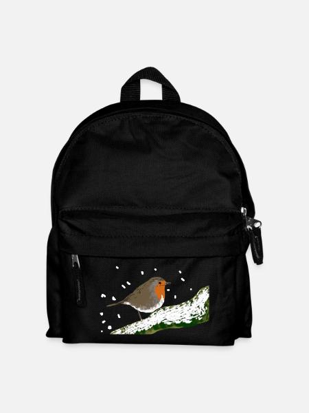 Rouge-gorge motif hivernal neige oiseau branche - Sac à dos Enfant - noir