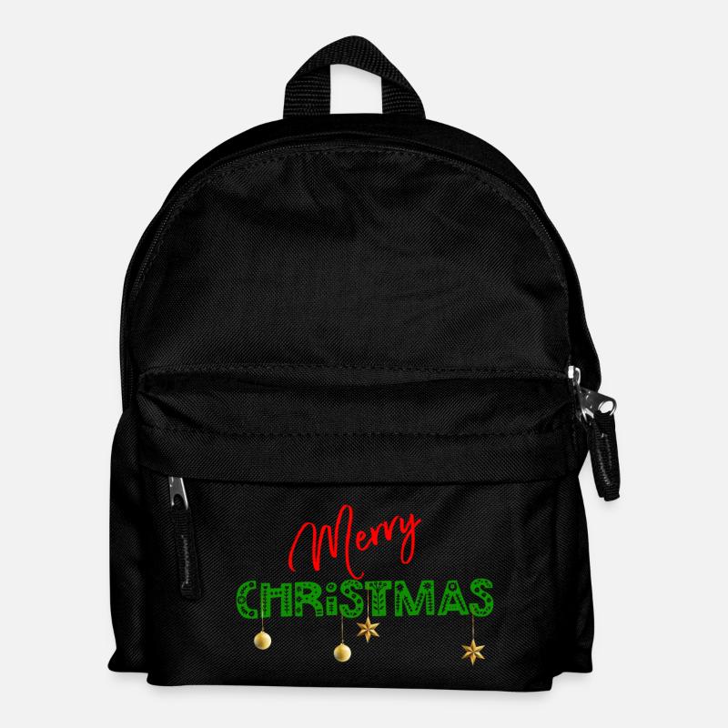 Frohe Weihnachten: Strukturierte grüne Buchstaben - Kinder Rucksack - Schwarz