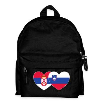 Serbien Slowenien Flagge Herz - Kinder Rucksack - Schwarz - Vorne