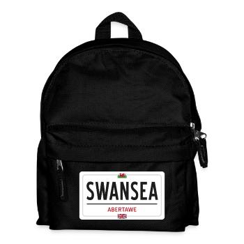 Ortsschild von Swansea - Kinder Rucksack - Schwarz - Vorne