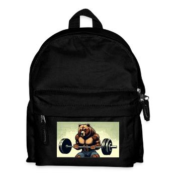 CurlBear – Der Hantel-Champion - Kinder Rucksack - Schwarz - Vorne