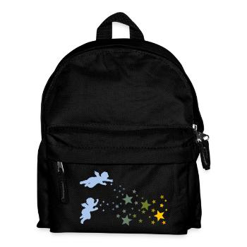 Weihnachtssterne und Engel Sterne streuen Gelb Rot - Kinder Rucksack - Schwarz - Vorne