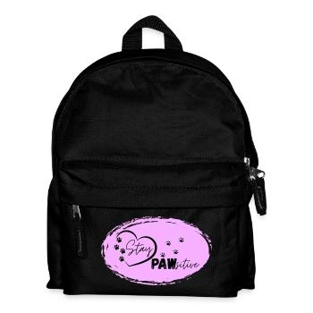 Hundeherz Motiv mit Pfotenspuren, Stay Pawsitive, - Kinder Rucksack - Schwarz - Vorne