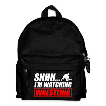 I'm watching wrestling funny wrestling wrestler - Kids' Backpack - black - Front