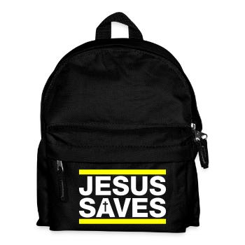 Jesus Rettet Spruch Christlich - Kinder Rucksack - Schwarz - Vorne