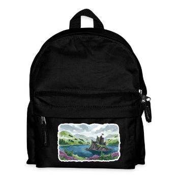 Scottish Highlands Eilean Donan Castle Loch Art - Kids' Backpack - black - Front