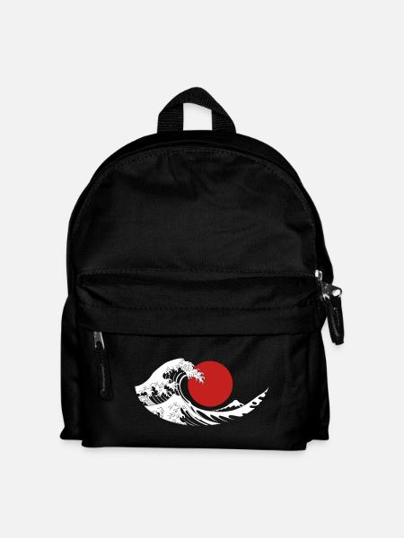 Esthétique japonaise du Soleil Rouge de la Grande Vague - Sac à dos Enfant - noir