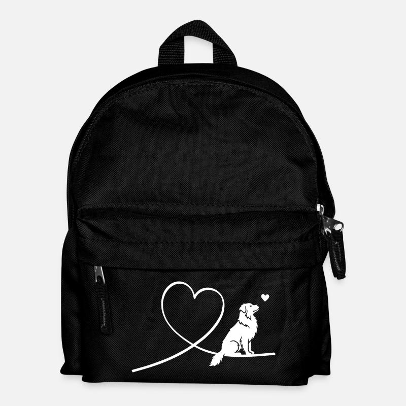 Australian Shepherd Hund mit Herz Silhouette - Kinder Rucksack - Schwarz