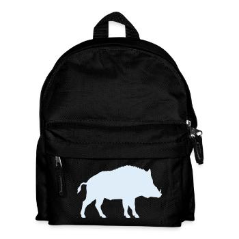 Blue Wild Boar Silhouette - Kids' Backpack - black - Front