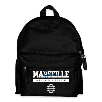 Marseille Frankreich Koordinaten Reise Souvenir - Kinder Rucksack - Schwarz - Vorne