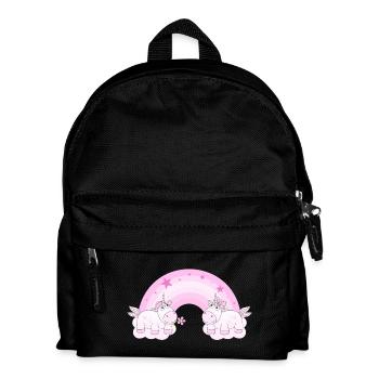 Zwei verliebte Einhörner auf Wolken am Regenbogen - Kinder Rucksack - Schwarz - Vorne