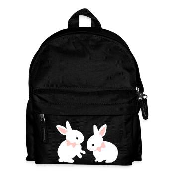 Blanc Twins lapin - lapin bébé oreille rose - Sac à dos Enfant - noir - Devant