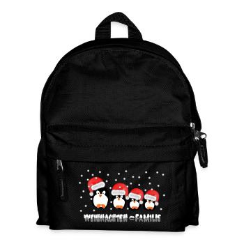 Weihnachten = Familie / X Mas / Pinguine / Schnee - Kinder Rucksack - Schwarz - Vorne