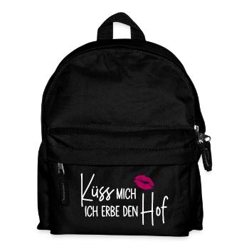 Küss mich Ich erbe den Hof - Hoferbe - Hoferbin - Kinder Rucksack - Schwarz - Vorne