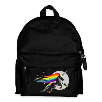 Schwarzes Einhorn – Mystisch und farbenfroh - Kinder Rucksack - Schwarz - Vorne