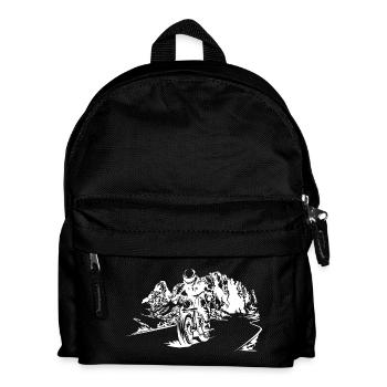 Motorcycle Dolomites Mountains Biker Symbol Nature Logo - Kids' Backpack - black - Front
