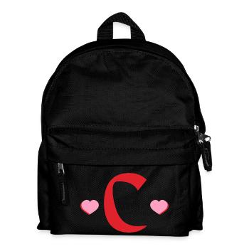Lettre c cœurs rouges - Sac à dos Enfant - noir - Devant