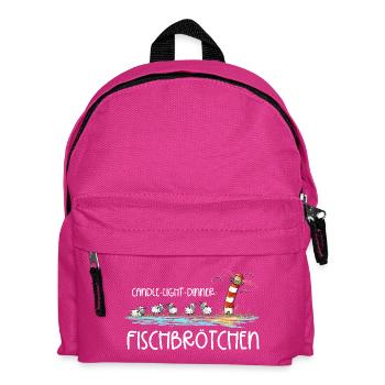 Candle Light Dinner Fischbrötchen Meer Spruch - Kinder Rucksack - Fuchsia - Vorne