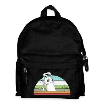 Droll Cat Cartoon Vintage Cat Lover - Kids' Backpack - black - Front