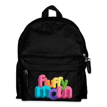 Fluffy Mom – Fluffy 3D Typography - Kids' Backpack - black - Front