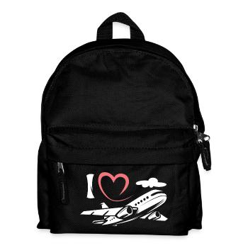 J’aime les avions - Symbole de l’aviation et des pilotes - Sac à dos Enfant - noir - Devant