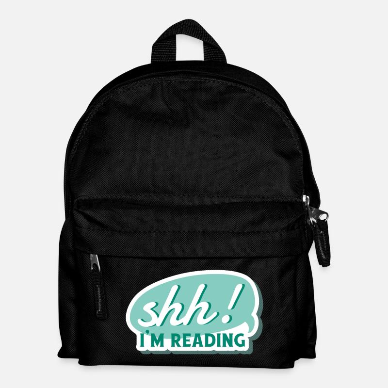 Shh! I'm Reading - Ruhe, ich lese - Buch, Bücher - Kinder Rucksack - Schwarz