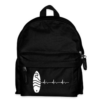 Surfboard Surfboard Surfer ECG Heartbeat - Kids' Backpack - black - Front