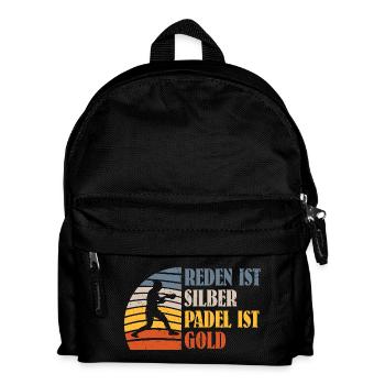 Padelspiel REDEN IST SILBER PADEL IST GOLD Lustig - Kinder Rucksack - Schwarz - Vorne