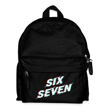 Six Seven 67 Meme Glitch Typografie - Kinder Rucksack - Schwarz - Vorne