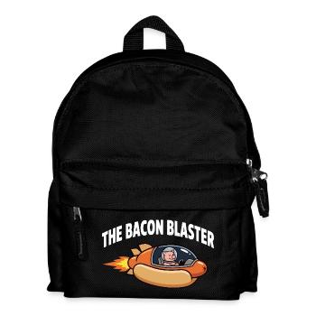 Bacon Blaster Lustiges Space Pig Raketendesign - Kinder Rucksack - Schwarz - Vorne