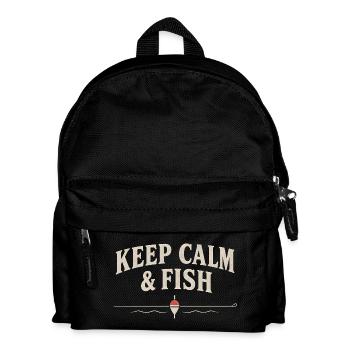 Keep Calm and Fish – lustiges Angelshirt – Angler - Kinder Rucksack - Schwarz - Vorne