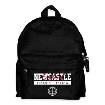 Newcastle England Koordinaten Reise Souvenir - Kinder Rucksack - Schwarz - Vorne