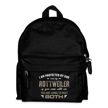 Protected by Rottweiler - Kids' Backpack - black - Front