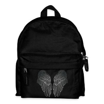 Heart Shaped Silver Guardian Angel Wings - Kids' Backpack - black - Front
