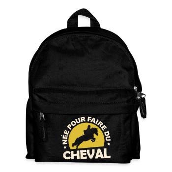 Tshirt équitation - née pour faire du Cheval - Sac à dos Enfant - noir - Devant