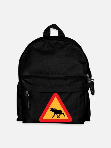 Achtung Elche Warnung Skandinavien Schild Geschenk - Kinder Rucksack - Schwarz