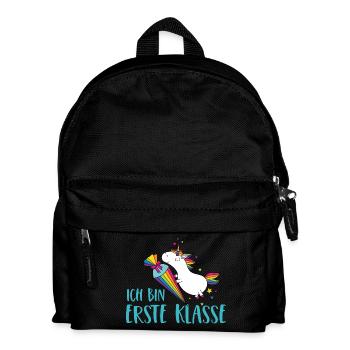 Einhorn Einschulung Schule Zuckertüte Erste Klasse - Kinder Rucksack - Schwarz - Vorne
