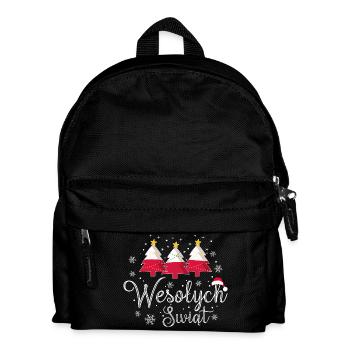 Wesolych Swiat Weihnachtsbäume Polnische Flagge - Kinder Rucksack - Schwarz - Vorne