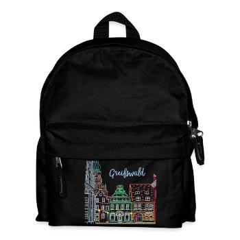 Greifswald, Colombages à Fischmarkt, Allemagne de l'Est - Sac à dos Enfant - noir - Devant