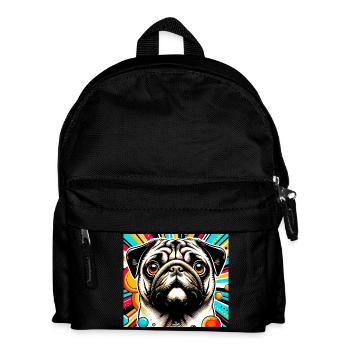Mopshund Pop Art - Kinder Rucksack - Schwarz - Vorne