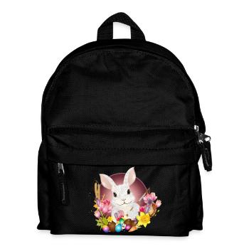 weißes Kaninchen mit Ostereier als Osterhase - Kinder Rucksack - Schwarz - Vorne