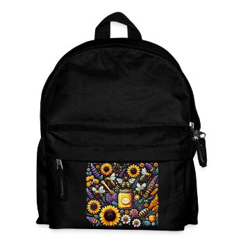 Lebhaftes, farbenfrohes Kunstwerk mit Bienen - Kinder Rucksack - Schwarz - Vorne
