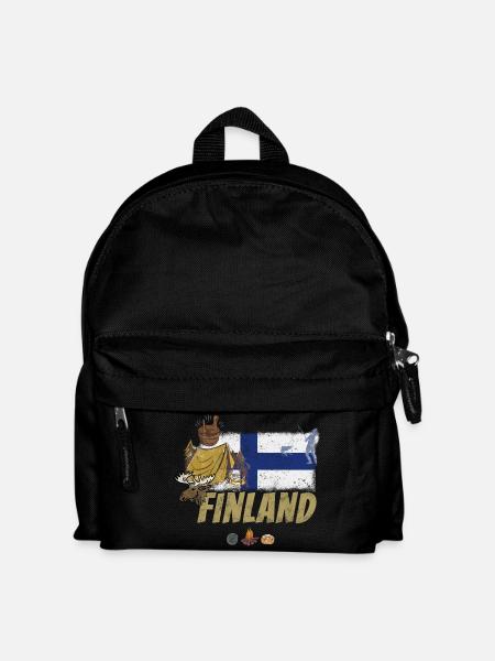 Finnland Elch Vintage Fahne und Zelt Souvenir - Kinder Rucksack - Schwarz