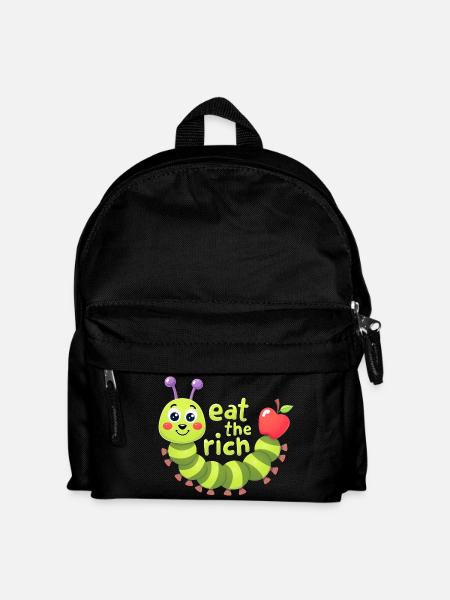 Eat The Rich Hungry Cute Caterpillar Worm - Kinder Rucksack - Schwarz