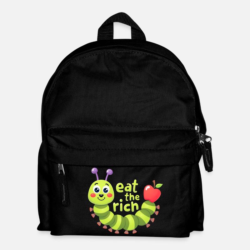 Eat The Rich Hungry Cute Caterpillar Worm - Kinder Rucksack - Schwarz