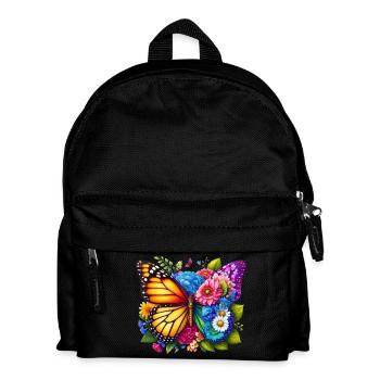 Bunter Schmetterling, von der Natur inspirierte Sommerstimmungen - Kinder Rucksack - Schwarz - Vorne
