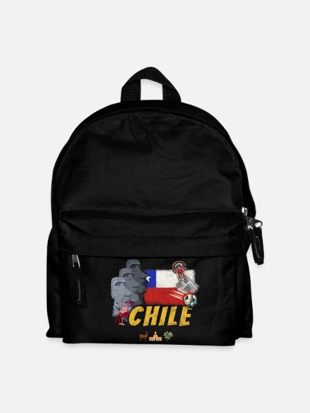 Chile Vintage Osterinsel Statuen mit Fahne Alpaka - Kinder Rucksack - Schwarz